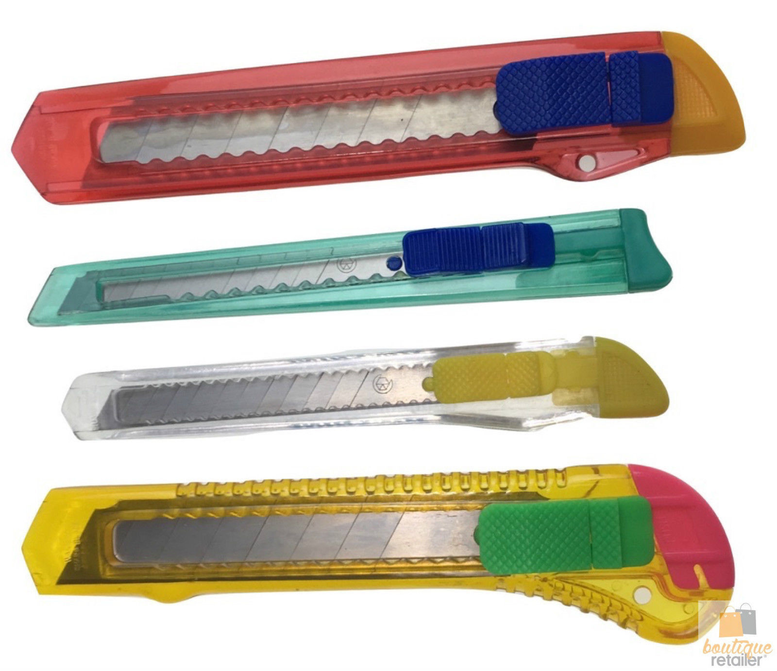 4x BOX CUTTER Knife Retractable Blade Snap Off Razor Durable